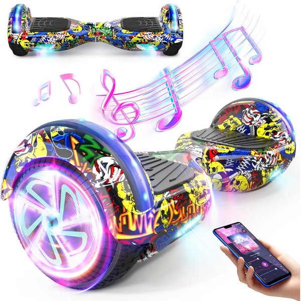 SISIGAD Balance Scooter 6,5 Zoll Dualmotorräder, Hoverboard mit LED-Licht, Smart Bluetooth, Hoverboard mit LED Lichter Bluetooth,Geschenk für Kinder