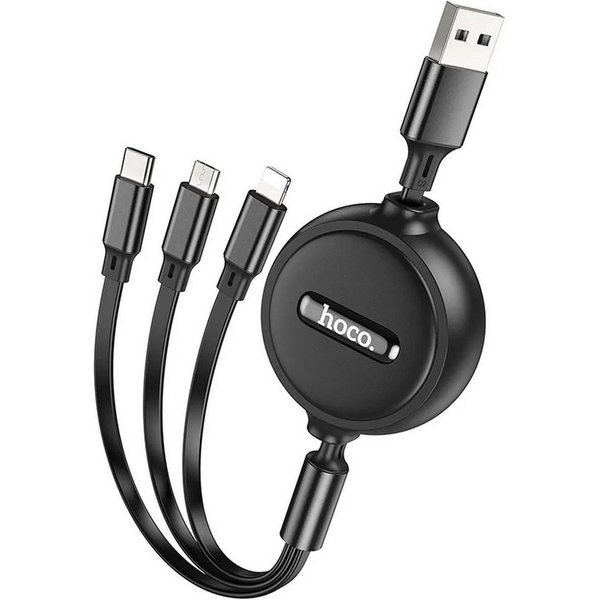 hoco. X75 Storage double-pull Smartphone-Kabel, USB-C, micro-USB, Lightning, USB Typ A (100 cm), 3in1 USB Multi Handy Schnell Ladekabel micro USB Type C Kabel T