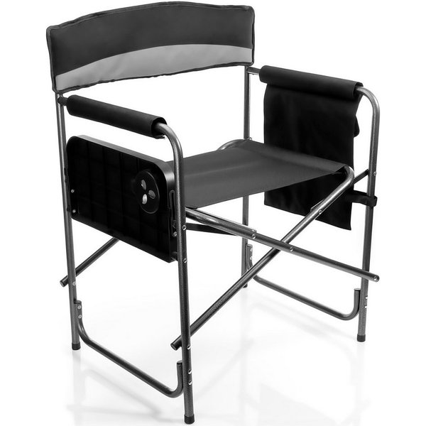 BigDean Campingstuhl Klappstuhl belastbar bis 150kg mit Klapptisch – mit Getränkehalter (Packung, 1 St), 150kg Belastbar, Getränkehalter, Seitentasche