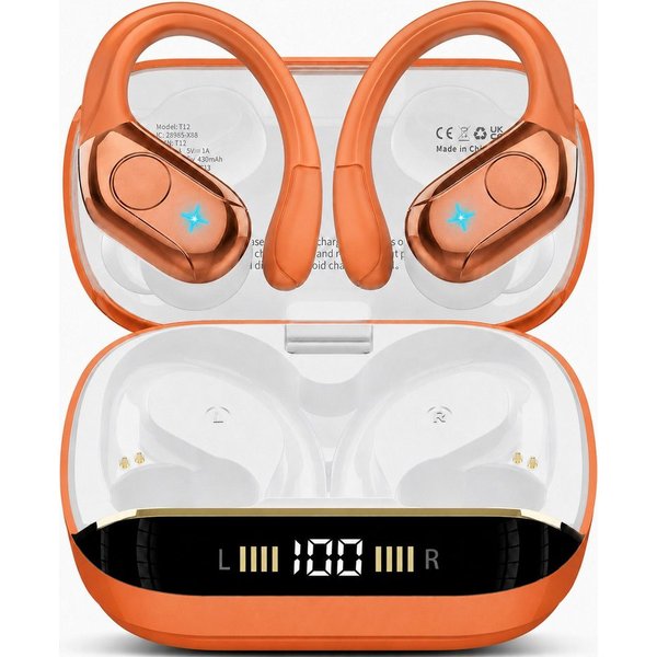 Futicare Bluetooth Kopfhörer, Sportkopfhörer mit Ohrbügel, Bluetooth 5.4, In-Ear-Kopfhörer (75 Std. Akku, 14,2 mm HiFi Stereo, 4 Mikrofone ENC, IP7 für Laufen, 