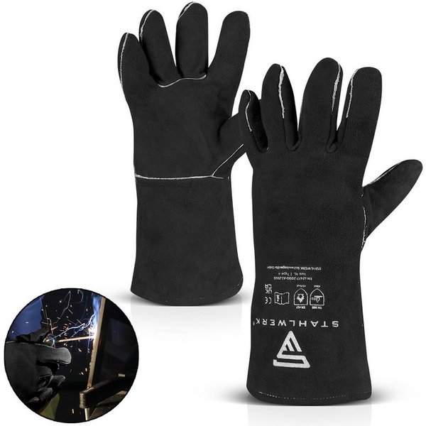 STAHLWERK Arbeitshandschuhe Schweißerschutzhandschuhe Schweißerhandschuhe Hitzeschutzhandschuhe (Set, 1-St., Einzelartikel) feuerbeständig, robust, strapazierfä