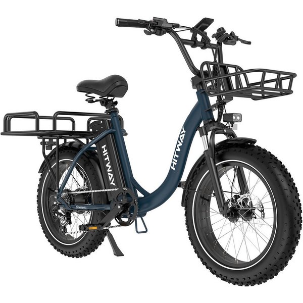 HITWAY E-Bike Cityrad Pedelec 20x4.0 48V 27Ah Drehmomentsensor, 7 Gang shimano, Kettenschaltung, Heckmotor, 1296 Wh, Bis zu 160 km, Hydr. Scheibenbremsen, Locko