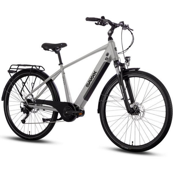 SAXXX E-Bike Cityrad 28 Zoll, 70 Nm Antrieb, Mittelmotor, max. 100km, 95 % vormontiert, 9 Gang SHIMANO Alivio Schaltwerk, Kettenschaltung, Mittelmotor, 418 Wh, 