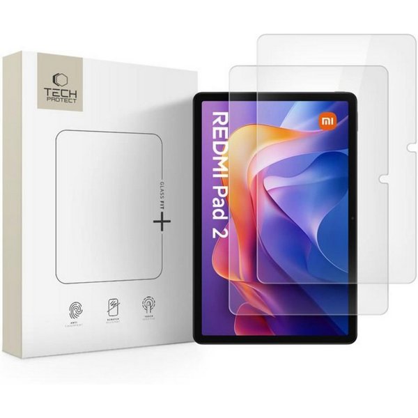 TECH PROTECT Displayschutzglas Fit+ für Xiaomi Redmi Pad 2, Set, 2er-Pack Displayschutzglas mit 9H-Härte und oleophober Beschichtung