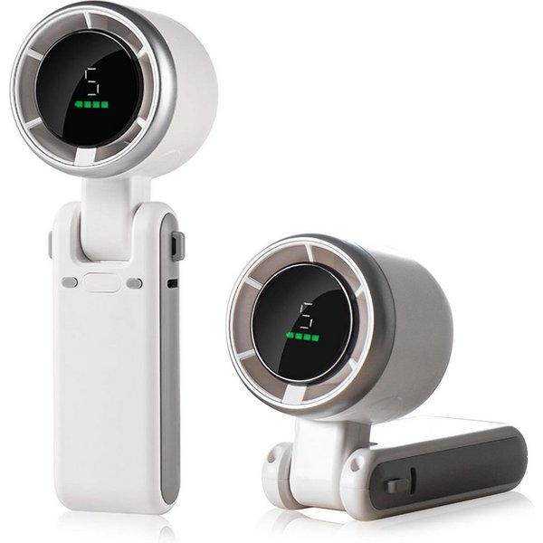 Minicloss Handventilator Tragbarer Turbo Handventilator, 5-stufiger Wind, USB-C&Trageschlaufe, 3-in-1 Hand-, Hals- & Tischventilator, für Reisen, Büro & Outdoor