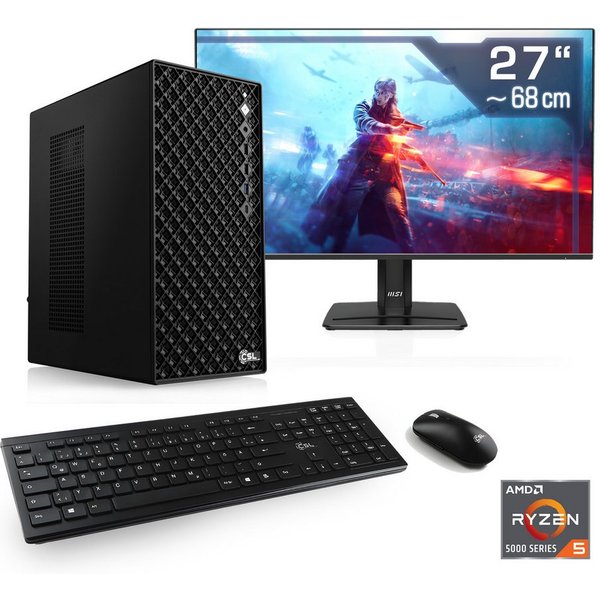 CSL Mystic V24147 PC-Komplettsystem (27", AMD Ryzen 5 5600, GeForce RTX 5060, 32 GB RAM, 1000 GB SSD)