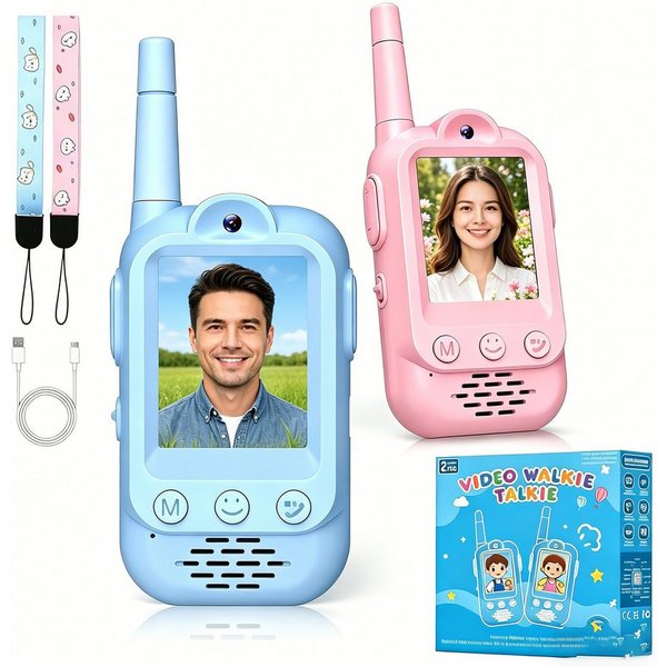 Luckice Walkie Talkie Video Walkie Talkie Kinder, Geschenk Junge Mädchen 3 4 5 6 7 8 Jahre, (Walki Talki Aufladbar Outdoor Spielzeug ab 3-12 Jahre Mädchen Kinde