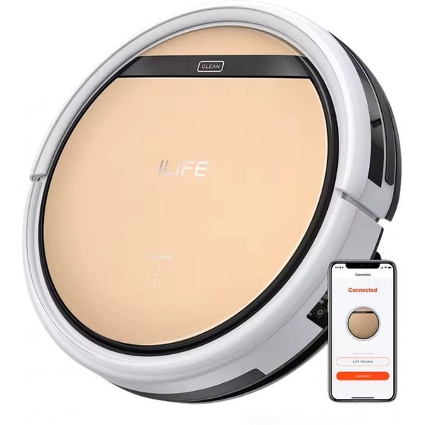 ILIFE Saugroboter V5s Kabelloser Roboter-Staubsauger mit Ladestation, 40 W, mit Beutel, Automatische Reinigungszyklen, Anti-Verwicklungs-Design