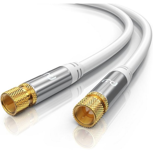 Primewire Premium HDTV SAT Koaxialkabel, 4fach Schirmung, 135dB, 75 Ohm - 15m SAT-Kabel, Koax, F-Verbinder (1500 cm), Antennenkabel für Sat-Schüssel, Receiver, 