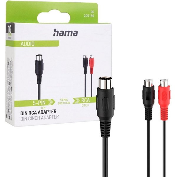 Hama Audio-Adapter Cinch Kupplung auf DIN 5 polig Audio-Kabel, RCA-Buchse, DIN 5-Pol. Stecker (10 cm), 2x Cinch-Buchse auf DIN-Stecker Chinch Stereo
