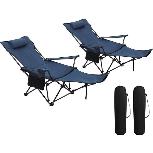 Woltu Campingstuhl (2 St), klappbar für Outdoor mit Armlehnen Getränkehalter