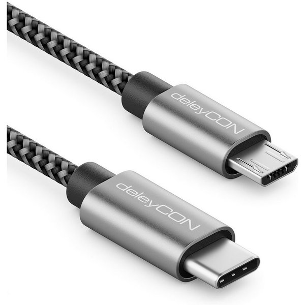 deleyCON deleyCON 1,5m USB C auf Micro USB Kabel Adapter Ladekabel Datenkabel Smartphone-Kabel