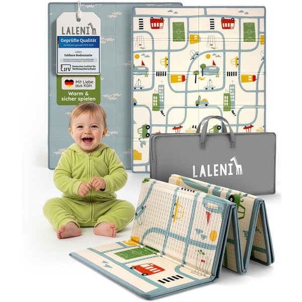 Laleni Spielmatte Krabbelmatte Baby, wasserdichte Spielmatte faltbar - Indoor & Outdoor, isolierende Spielmatte Kinder - weich & schützt vor kaltem Untergrund
