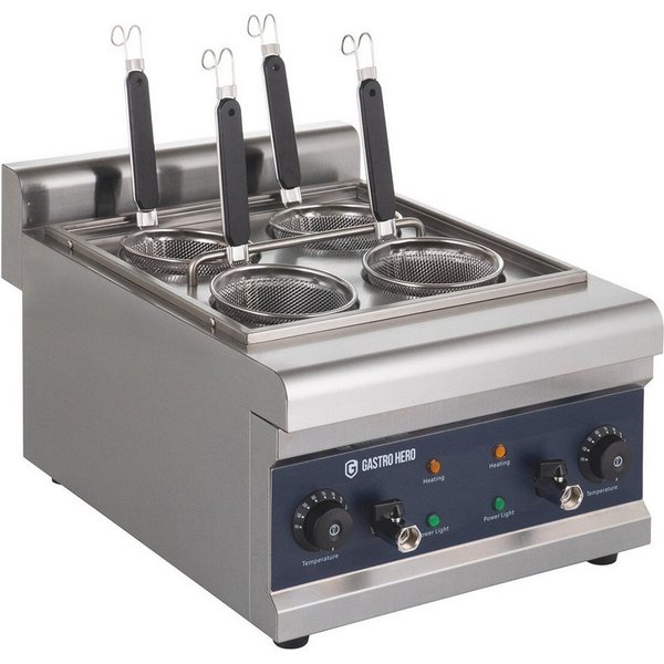 GastroHero Multikocher Elektrischer Nudelkocher 4 Siebe 16,5 L Kapazität Edelstahl, 3000 W