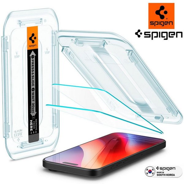 Spigen Displayschutzglas 2x Panzerglas für iPhone 16 / iPhone 15 Displayschutz Schutzglas für Apple iPhone 16, Displayschutz-Set, 2 Stück, Tempered Glass, Anti-
