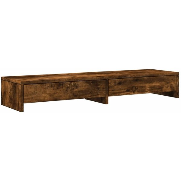 vidaXL Monitorständer Monitorständer mit Schubladen Räuchereiche 100x27x15 cm