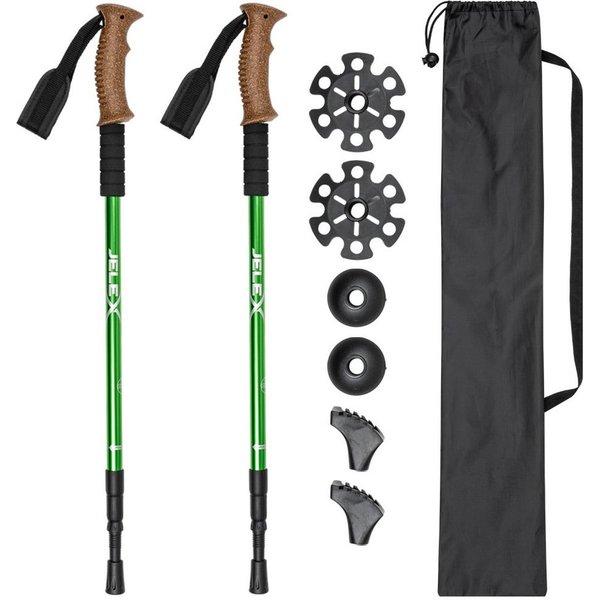 JELEX Nordic-Walking-Stöcke Walking Stöcke mit Korkgriffen, Stufenlos verstellbar, mit Antishock-Technologie