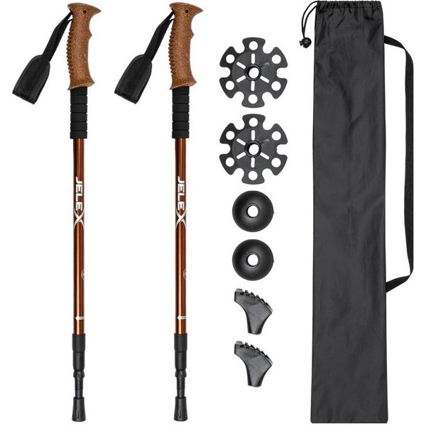 JELEX Nordic-Walking-Stöcke Walking Stöcke mit Korkgriffen, Stufenlos verstellbar, mit Antishock-Technologie