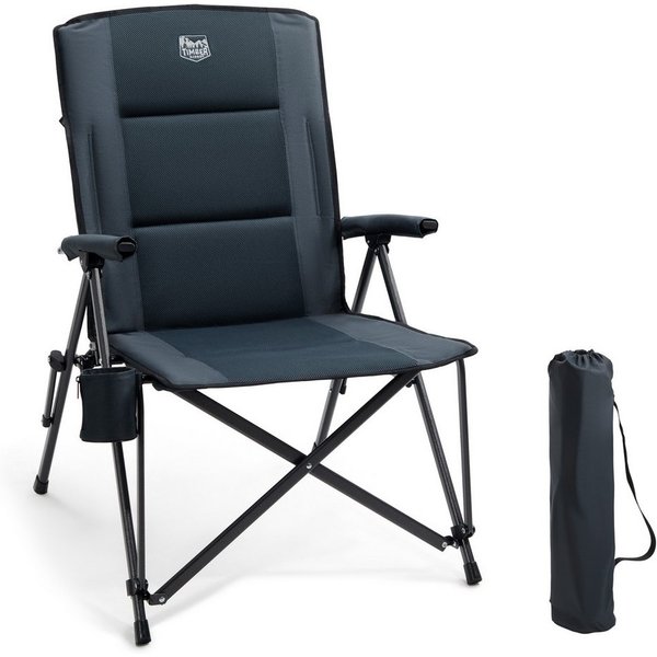 TIMBER RIDGE Campingstuhl Faltbar Breiter Sitz 55cm Leicht Klappstuhl 150kg Belastbar (1 St), 55×48×102cm, schwarz