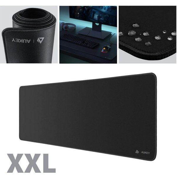 AUKEY Gaming Mauspad KM-P2 XXL Speed Deskmat für höchste Präzision, Schwarz, 800 x 300 mm Schreibtischunterlage