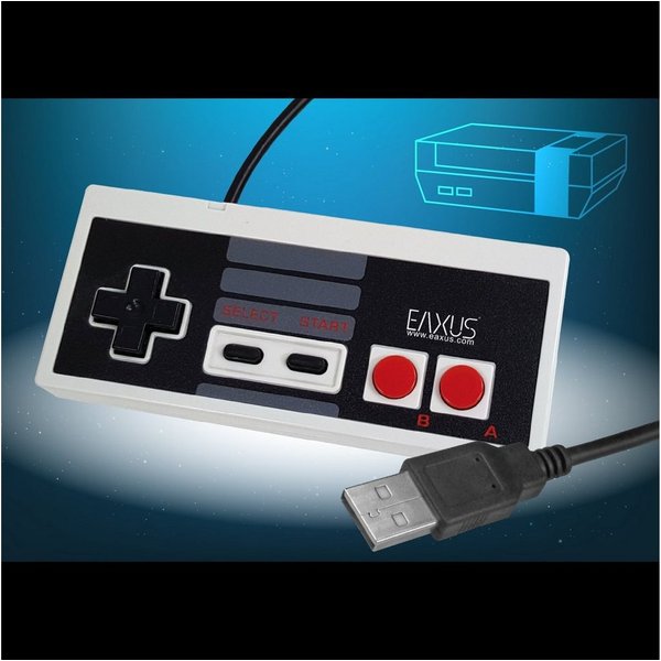 EAXUS USB Gamepad im Classic NES Design Controller (1 St., 1,8 Meter Kabellänge, für PC, Raspberry Pi & Co)