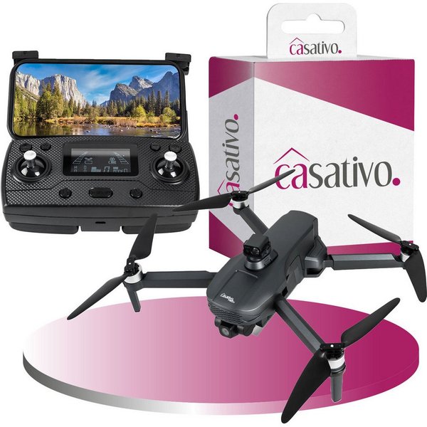 Casativo Profi GPS-Drohne mit 4K-Kamera faltbar 360° Hindernis-Sensor Live-View Drohne (800 m Reichweite, 25 min. Flugzeit, 12 m/s Geschwindigkeit)