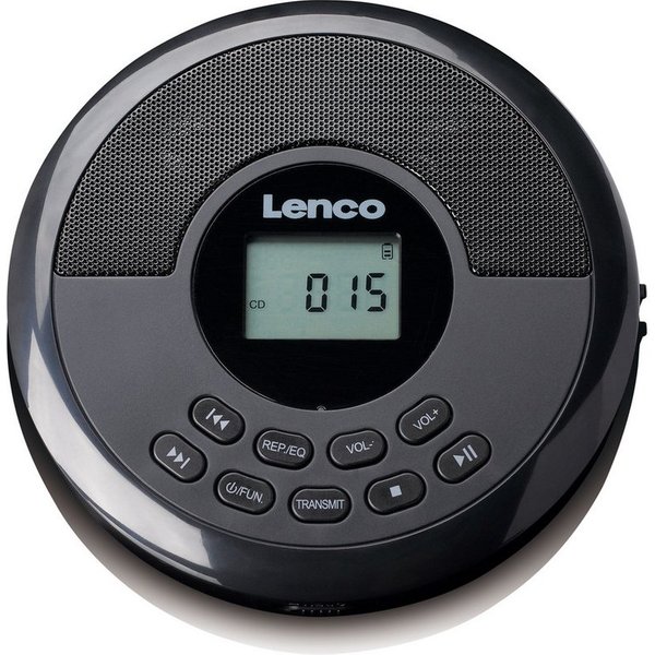 Lenco CD-340BK tragbarer CD-Player (Bluetooth, CD/MP3, USB und Lautsprecher für portable Musikwiedergabe)