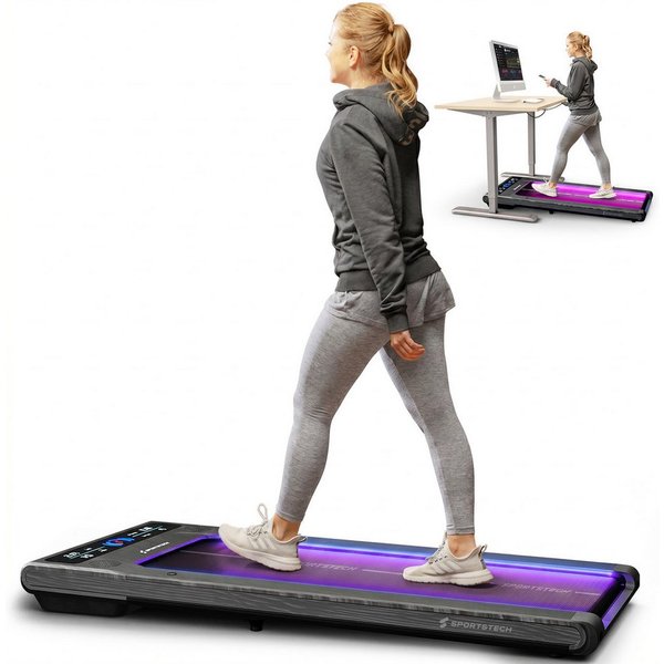 Sportstech Laufband sWalk, bis 8 km/h, Steigung 7,5%, Trainingsprogramme, LED Tempolicht