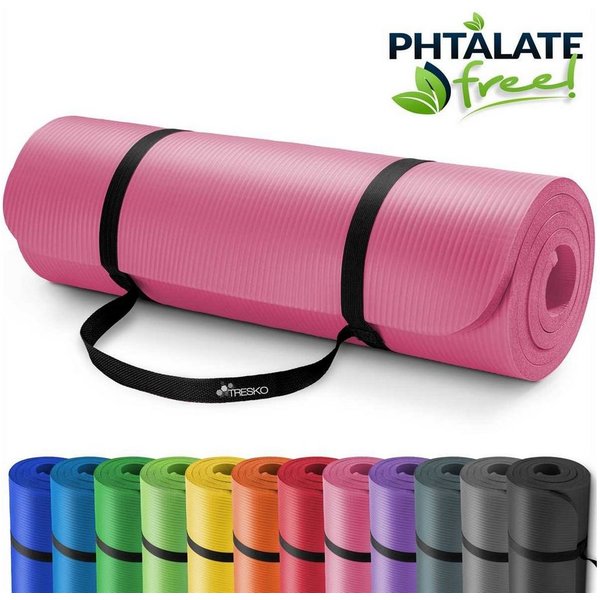 TRESKO Gymnastikmatte rutschfest mit Tragegurt Sportmatte gepolstert, Yogamatte Gymnastikmatte Dick Fitnessmatte