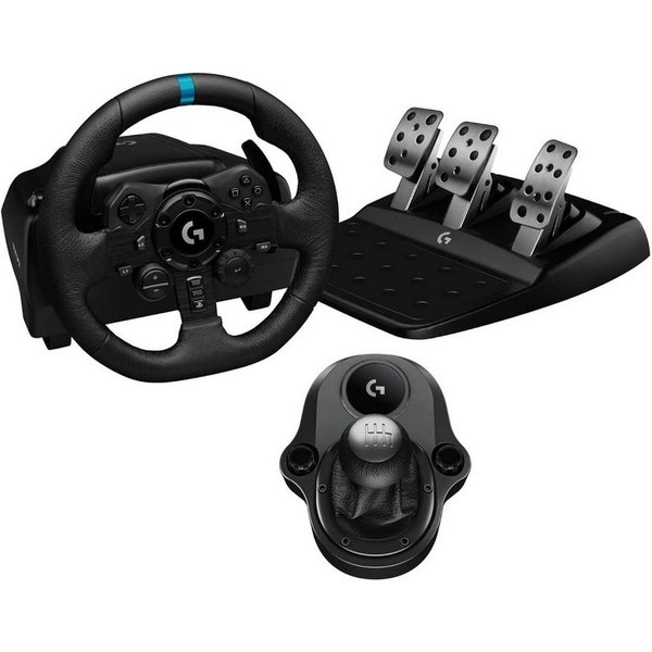 Logitech G923 mit Pedalen und Schaltung Playstation PS5, PS4, PC Windows Gaming-Lenkrad (Driving Force Komplett Set mit 6 Gänge Schaltknauf Schalthebel, Rennlen