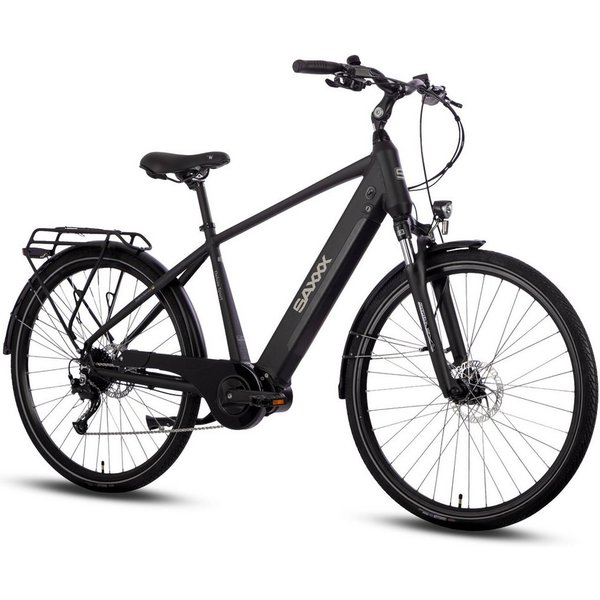 SAXXX E-Bike Cityrad 28 Zoll, 70 Nm Antrieb, Mittelmotor, max. 100km, 95 % vormontiert, 9 Gang SHIMANO Alivio Schaltwerk, Kettenschaltung, Mittelmotor, 418 Wh, 