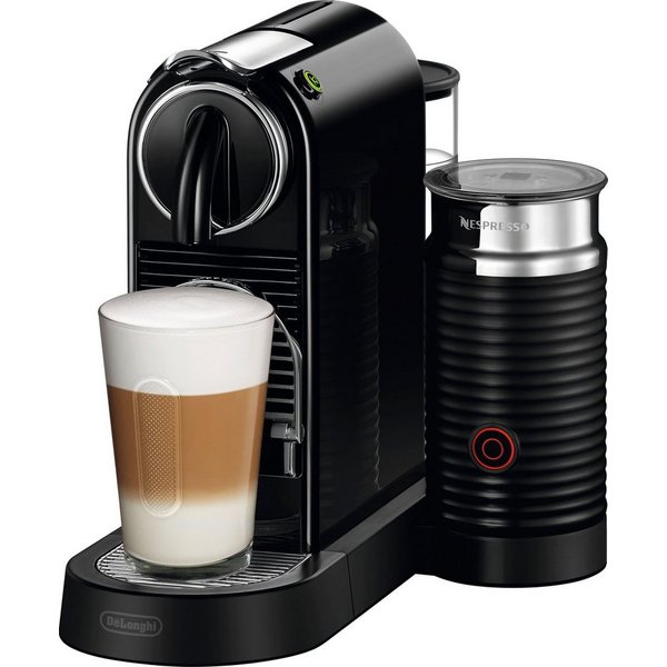 NESPRESSO Kapselmaschine CITIZ EN 267.BAE von DeLonghi, Schwarz, inkl. Aeroccino Milchaufschäumer, Willkommenspaket mit 7 Kapseln