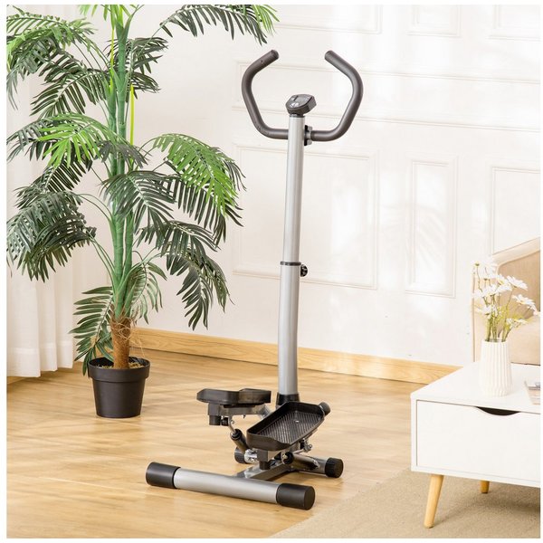 HOMCOM Stepper mit Handgriff (klein, 1-tlg., Fitness Heimtrainer), höhenverstellbar, Schwarz+Silber