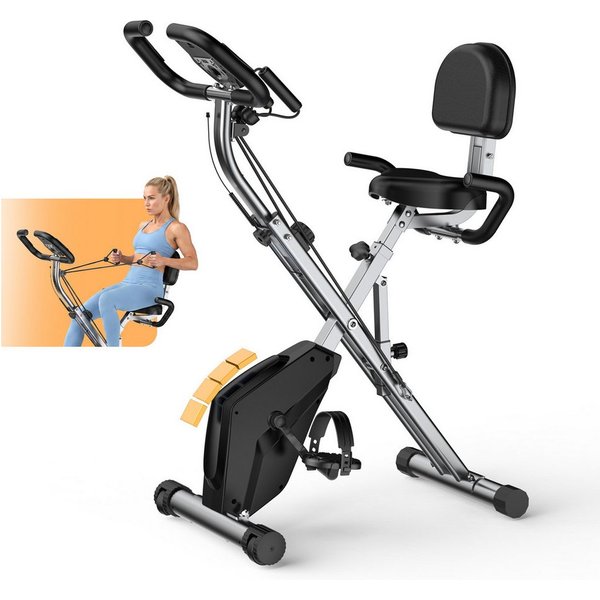 Gywowken Heimtrainer - 4-in-1 X-BIKE Fahrrad Klappbar für Zuhause (Packung, mit 16 Stufen verstellbarem Magnetwiderstand und Spannseil), - 150kg Belastbar - LCD