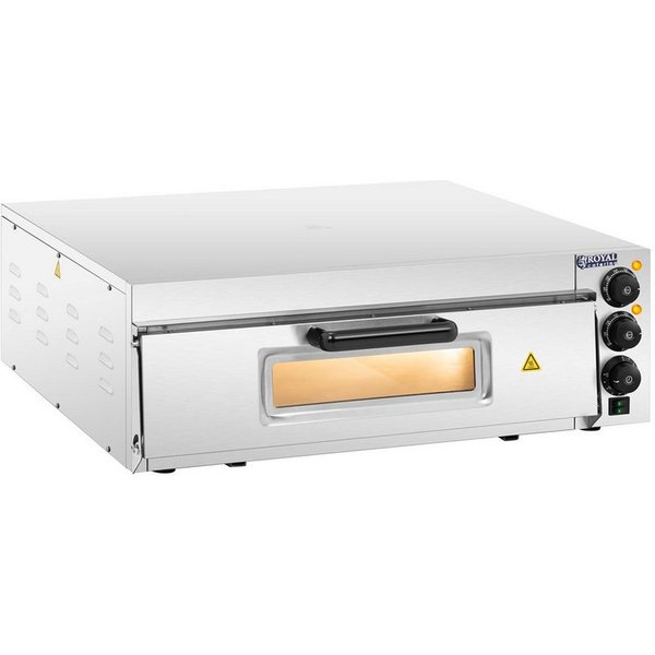 Royal Catering Pizzaofen Ø 60 cm Flammkuchenofen Pizza Backofen Glastür 1 Kammer 350°C Timer