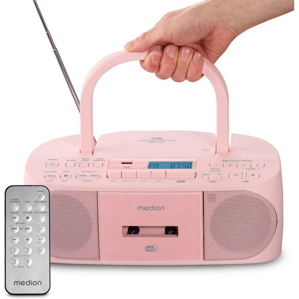 Medion® Boombox MEDION® LIFE® DRX-1 Plus (MD400003) Radio (AM- / FM- Tuner, MW / UKW mit RDS, 3 W, Bluetooth® 5.4, AUX-In, Batteriebetrieb: 6 x 1,5 V, Kopfhörer