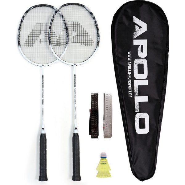 Apollo Badmintonschläger Badminton Set Badminton Match Pro 800, (Set, inkl. 2 Bällen und Tragetasche), inkl. 2 Bällen und Tragetasche