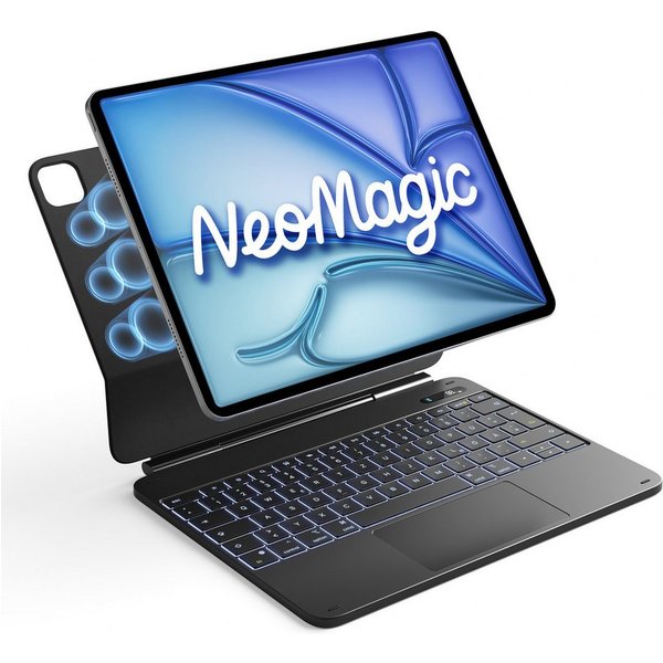 Inateck Magnetische Tastatur Hülle für iPad Air 13‘‘ M4 M3, Pro 13'' M5 M4 iPad-Tastatur (Großes Trackpad,LED Power-Anzeige,Hinterleuchtet, mit Stifthalter)