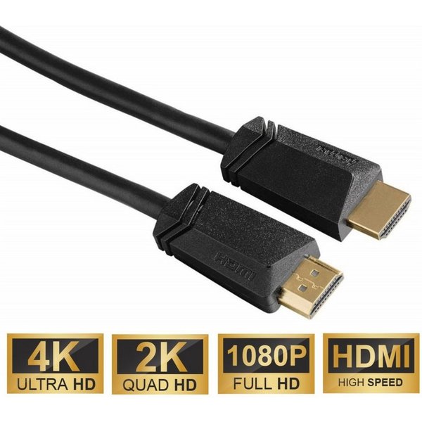 Hama High-Speed HDMI-Kabel 5m Ethernet vergoldet Video-Kabel, HDMI, (500 cm), 4K UHD Full HD TV ARC 3D 1080p HD TV LED LCD OLED vergoldete Stecker