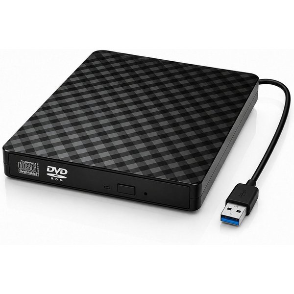 Fyrove Externes CD-Laufwerk, optisches Laufwerk für Notebook, DVD-Brenner (USB-Laufwerk für Laptop, PC und Mac, kompakt für Büro und Zuhause, 8- & 12-cm-Discs, 
