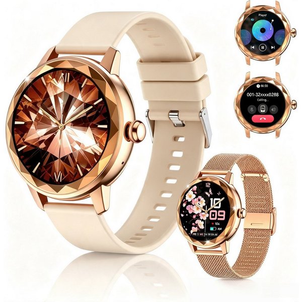 Vornix 2026 Neues Smartwatch Damen, Fitness Uhr mit Anruffunktion Smartwatch Smartwatch (Fitnessuhr mit Telefonfunktion/WhatsApp Notiz,Smartwatch Fitness Tracke