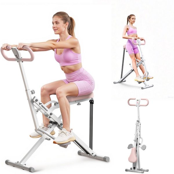 MERACH Bauchtrainer Fitnessgerät für Zuhause, Bauchmuskeltrainer, Rückentrainer (3 einstellbare Widerstandsbänder, bis 158 kg belastbar, klappbar, Platzsparend,