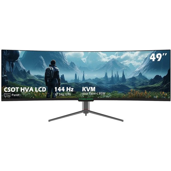 TITAN ARMY C49SHC CSOT HVA Curved-Gaming-Monitor (3840x1080 px, HD, 1 ms Reaktionszeit, 144 Hz, CSOT HVA Fast LCD, 1800R, Smart PlP/PBp Split Screen, 32:9, 144H