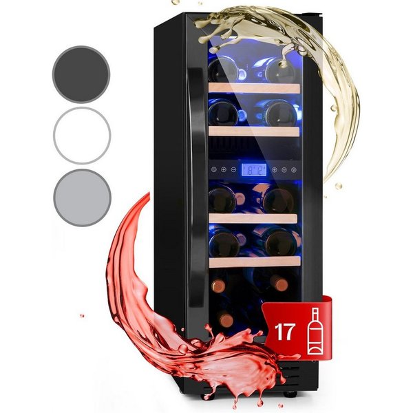 Klarstein Weinkühlschrank Vinovilla 17 Built-in Duo Weinkühlschrank 53 L 17 Fl. 2 Zonen, für 17 Standardflaschen á 0,75l,2 Zonen Wein Flaschenkühlschrank Weinte