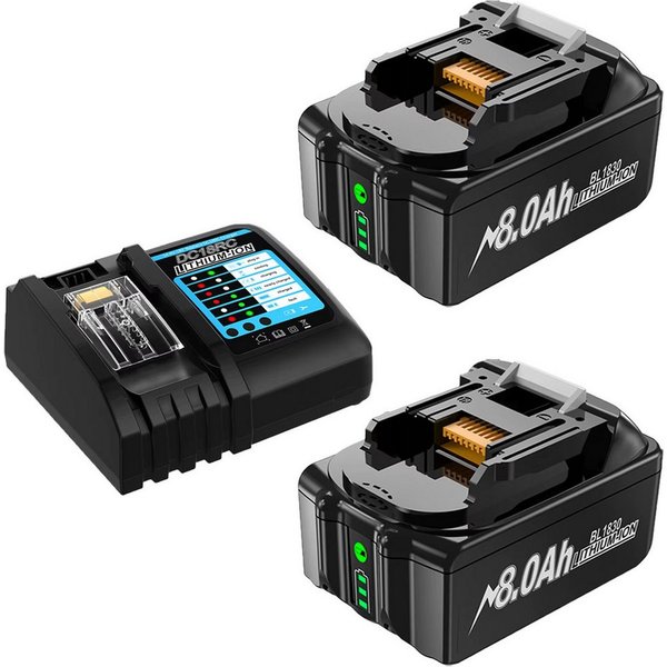 Athlix Ersatz Akku 8,0 Ah für Makita 18V, 2er Set, BL1860 BL1850 Akkupacks Akku 8000 mAh (18 V), 2 Stück, 8000 mAh, 20 % längere Laufzeit