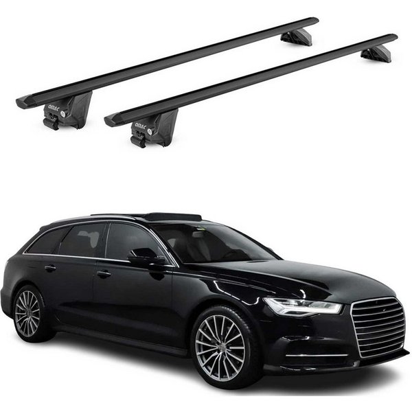 OMAC Dachträger für Audi A6 Avant C7 2011-2025 Schwarz 2x ABE (2-St), Wasserbeständig,Abnehmbar,Multifunktional,Leichtgewichtig