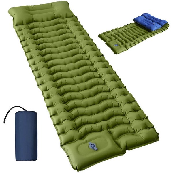 AKKEE Isomatte Camping Luftmatratze mit Kissen, Outdoor isomatte Kompakte und Leichte, Campingmatte 195×68/133CM für Wandern und Strand