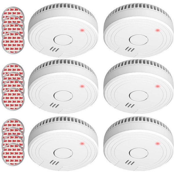Elro Rauchmelder (6er Set Optischer Rauchwarnmelder mit 5 Jahres Batterie, Magnethalter)