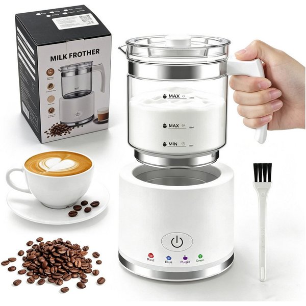 AKKEE Milchaufschäumer Elektrisch, 4 in 1 Milchschäumer für Heißer und Kalter, 500ml, 600 W