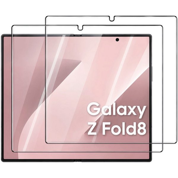 SmartUP Displayschutzglas 2X Panzerfolie für Samsung Galaxy Z Fold 8 Display Schutzglas Screen für Samsung Galaxy Z Fold 8, 2 Stück, Rundumschutz, passgenaue Ve